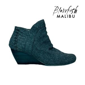 Blowfish Malibu Wedge Ankle Booties, Dark Gray Flannel, Size 6.5